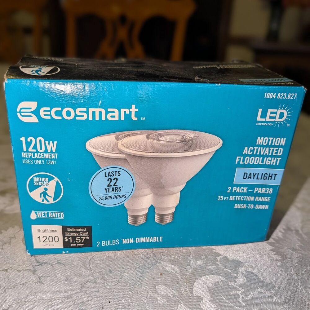 EcoSmart LED PAR38 Motion Sensor Floodlight Bulbs Daylight 1200lm 2-Pack